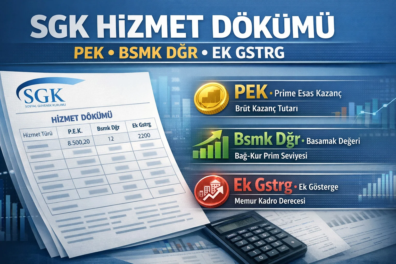 SGK Hizmet Dökümü PEK, Bsmk Dğr ve Ek Gstrg Nedir? Detaylı Anlatım