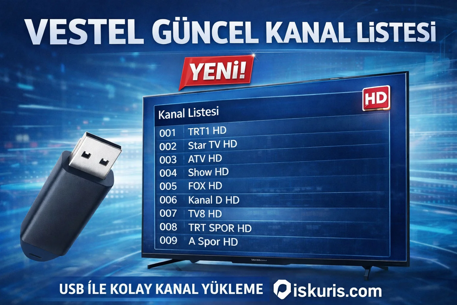 Vestel Güncel Kanal Listesi | USB ile Sıralı Kanal Yükleme