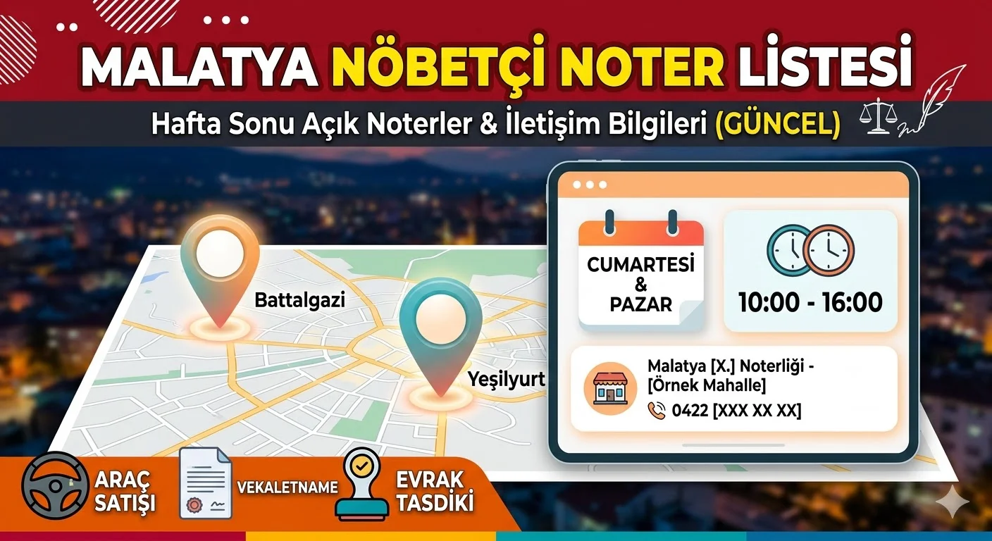 2026 Malatya Nöbetçi Noter Listesi: Hafta Sonu Hangi Noter Açık? (GÜNCEL)